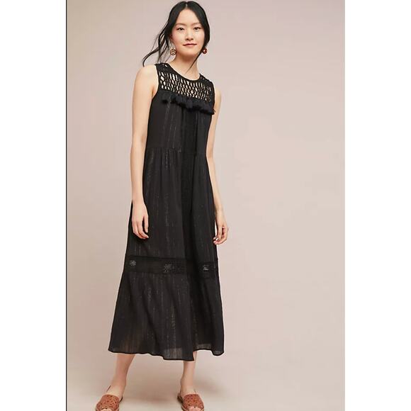 Anthropologie Maeve Women's Abilene Maxi Dress Black Size Small - Picture 1 of 10